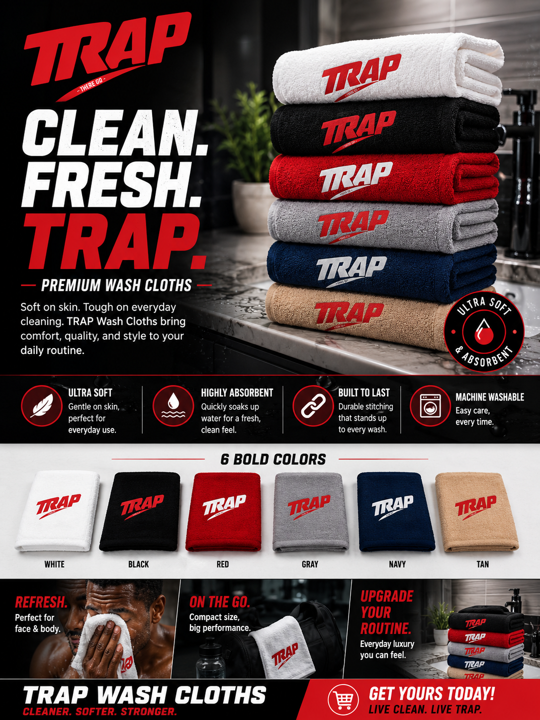 There Goes Trap Washcloths